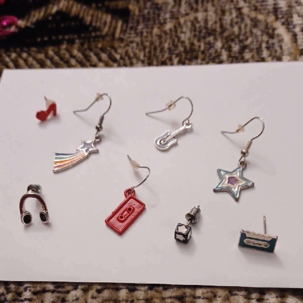 $4 Add-on Colorful Single Earrings -  Set Of 8